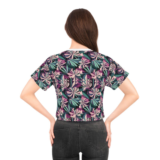 Sea Inspired Oleander Small Repeating Print Crop Tee (AOP) - Coastal Collections