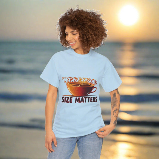 Beachin Styles Size Matter Huge Coffee T-SHirt, Unisex Heavy Cotton Tee - Coastal Collections